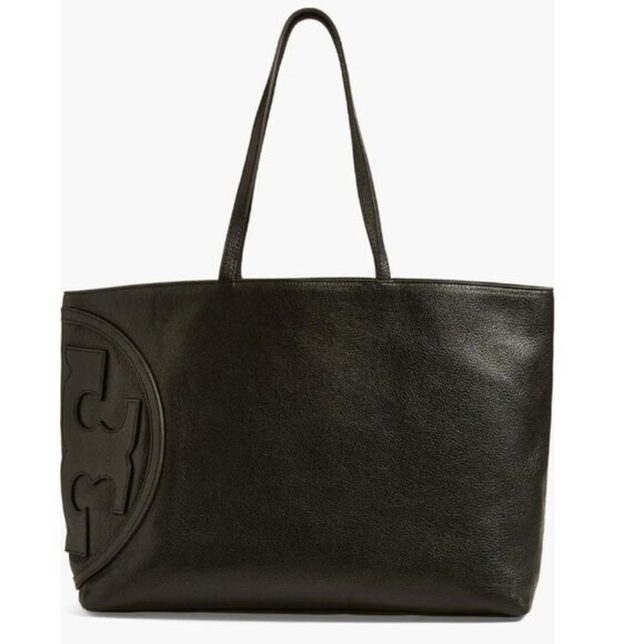 Tory Burch 'All T' East/West Tote in Black Pebbled Leather - Picture 1 of 15